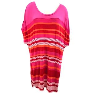 Lane Bryant Top Pink Stripe Sz18/20 Rayon T-shirt